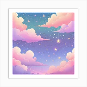 Sky With Twinkling Stars In Pastel Colors Square Composition 274 Art Print