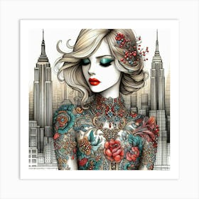 Tattooed Woman Art Print