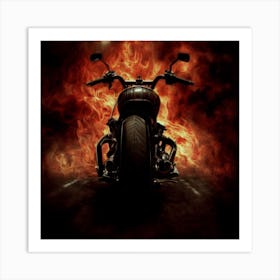 Motorcycle In Flames Art Print