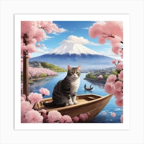 Cat In A Boat 9 Art Print