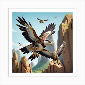 Default A Majestic Predatory Hawk Swoops Down Swiftly Catching 1 Art Print