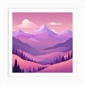 Misty mountains background in purple tone 8 Art Print