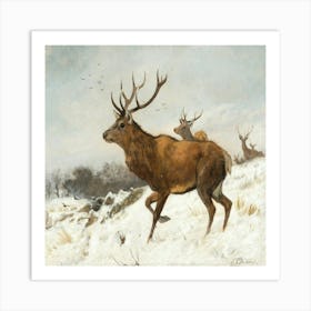 Stag In The Snow Art Print