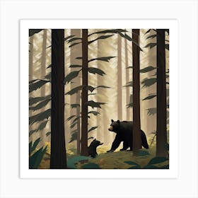 Bears In The Forest Art Print