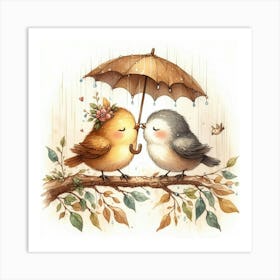 Birds In The Rain 3 Art Print