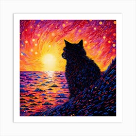 Sunset Cat 1 Art Print