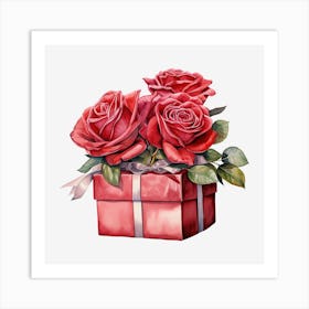 Red Roses In A Gift Box 8 Art Print