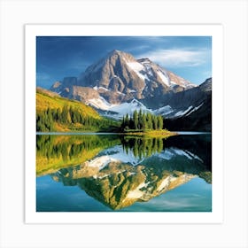 Mountain Reflected In Water Art Print