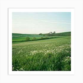 A Serene Countryside Scene In Spring A Sprawling Meadow Flushed With The Fresh Emerald Tinge Of Gra (5) Art Print