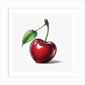 Cherry With Leaf Art Print