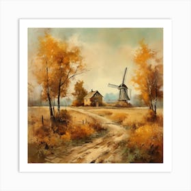 Vintage Oil Painting, Farmhouse Wall Decorations, Vintage Landscape, Printable Wall Art, Vintage Landscape Oil Painting.
8Windmills. Art Print