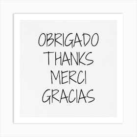 Thanks Merci Gracias Art Print