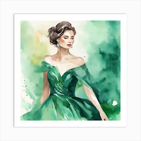 Emerald Green Dress 1 Art Print