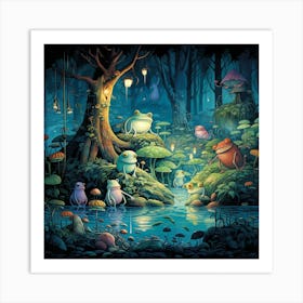 Frogs In The Forest 3 Art Print