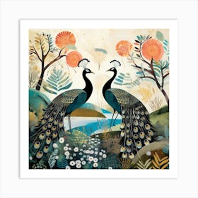 Bird In Nature Peacock 3 Art Print