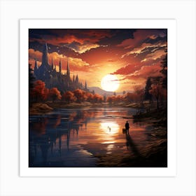 Sunset By The Lake Art Print