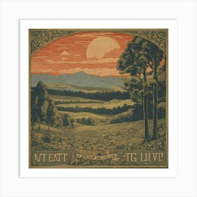 In Wood Block Etching Style Art Print