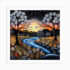 Aboriginal Art White Trees Art Print