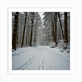 Snowy Path In The Woods Art Print