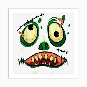 Zombie Monster Scary Face Halloween Costume For Boys Men Art Print