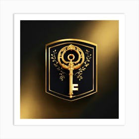 Golden Key Logo Design Art Print