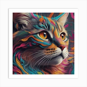 Colorful Cat Painting Art Print