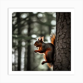 Red Squirrel In The Forest 21 Art Print