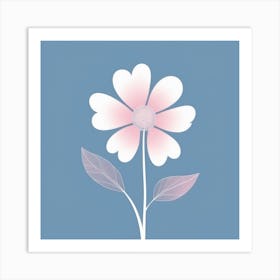 A White And Pink Flower In Minimalist Style Square Composition 663 Art Print