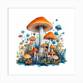 Mushrooms In The Forest 8 Art Print