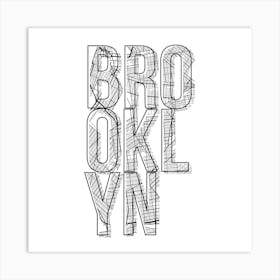 Brooklyn Street Map Typography Square Art Print