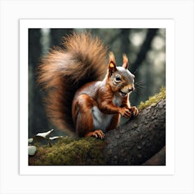 Red Squirrel In The Forest 15 Art Print