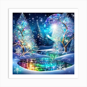 Christmas Tree In The Snow 3 Art Print