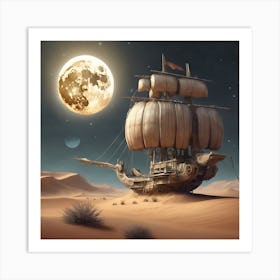 Ship In The Desert Art Print