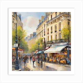 Paris Cafes.Cafe in Paris. spring season. Passersby. The beauty of the place. Oil colors.11 Art Print