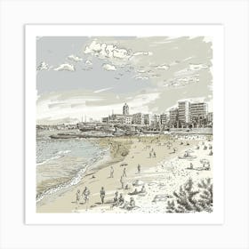 Drawing Of A Beach Art Print