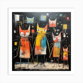 Family Of Cats attractive watercolors Art Print