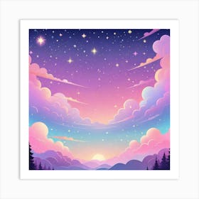 Sky With Twinkling Stars In Pastel Colors Square Composition 284 Art Print