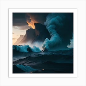 Boat In The Furious Ocean (33) Art Print