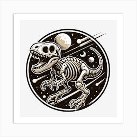 T-Rex In Space Dinosaur Skeleton Bones Extinct Art Print