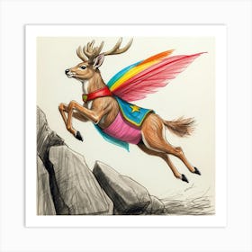 Deer With Rainbow Wings 1 Art Print