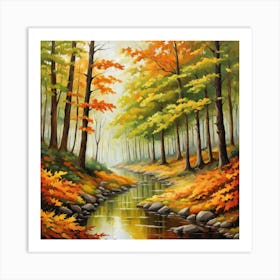 Forest In Autumn In Minimalist Style Square Composition 159 Art Print