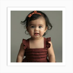 Baby Girl In Brown Dress Art Print