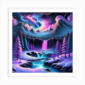 Winter Storm In The Mountains Art Print