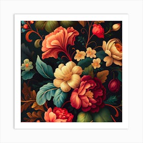 Floral Pattern: Beautiful floral pattern background with flowers Art Print