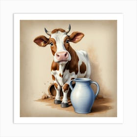 Cow And Jug 1 Art Print