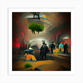 City In A Tunnel Art Print