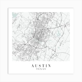 Austin Texas Street Map Color Minimal Square Art Print