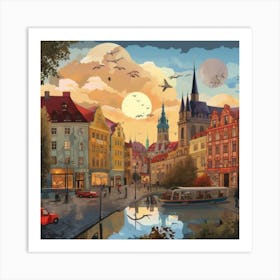 Prague At Sunset Art Print