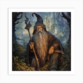 A Wizard Of The Magic Forest Called Gweiadur Art Print