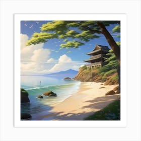 Japanese seaside Art Print